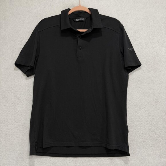 Arc'teryx Chilco Polo Shirt Mens Medium Black Short Sleeve Performance Golf - Picture 1 of 11